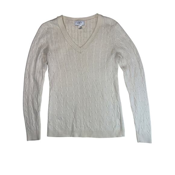 Ann Taylor Loft Sweater Women’s MP Lightweight Rabbit Hair Blend Cable Knit Soft - Picture 3 of 8